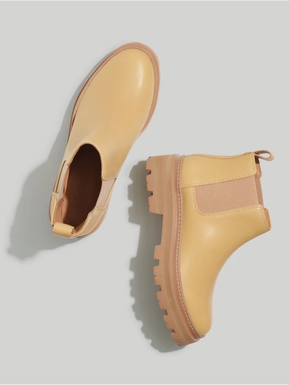 Madewell Miriam Chelsea Lug Boot in Pale Banana Yellow Size 7
